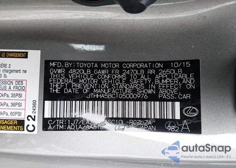 2016 Lexus Rc 200T from USA, damaged, VIN JTHHA5BC1G5000976